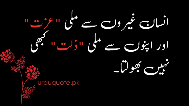 Urdu quote about respect and betrayal from loved ones