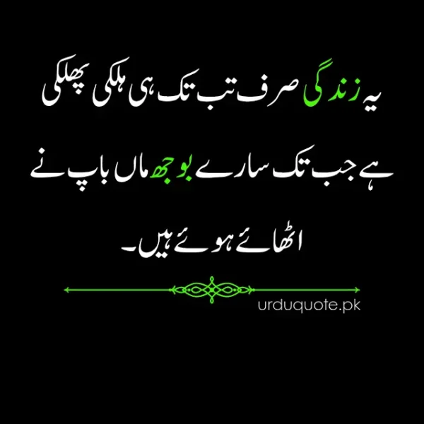 Maa Baap quote in Urdu about parents carrying life’s burdens