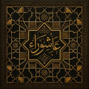 Black and gold Islamic geometric pattern Ashura DP design